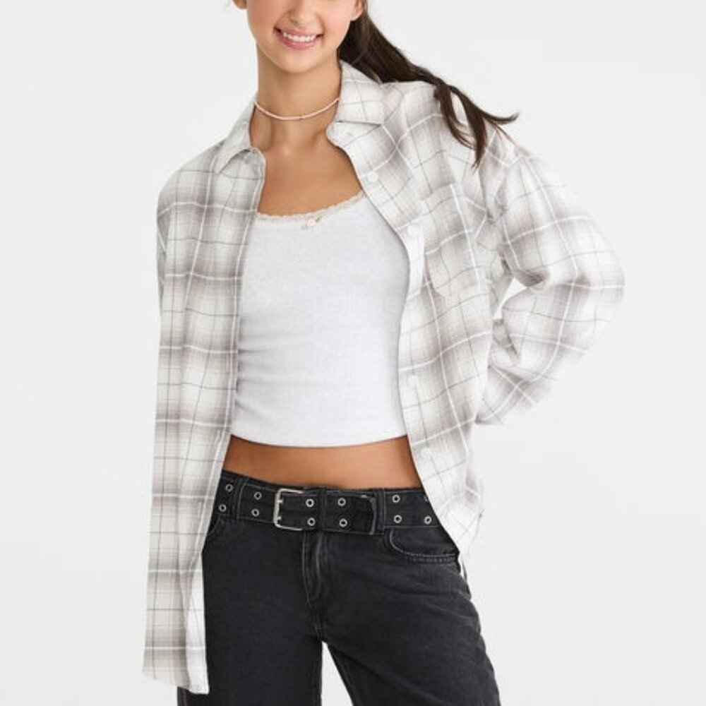 Aeropostale Relaxed Light Flannel Plaid Shirt Long Sleeve #5054 Size XL NWT